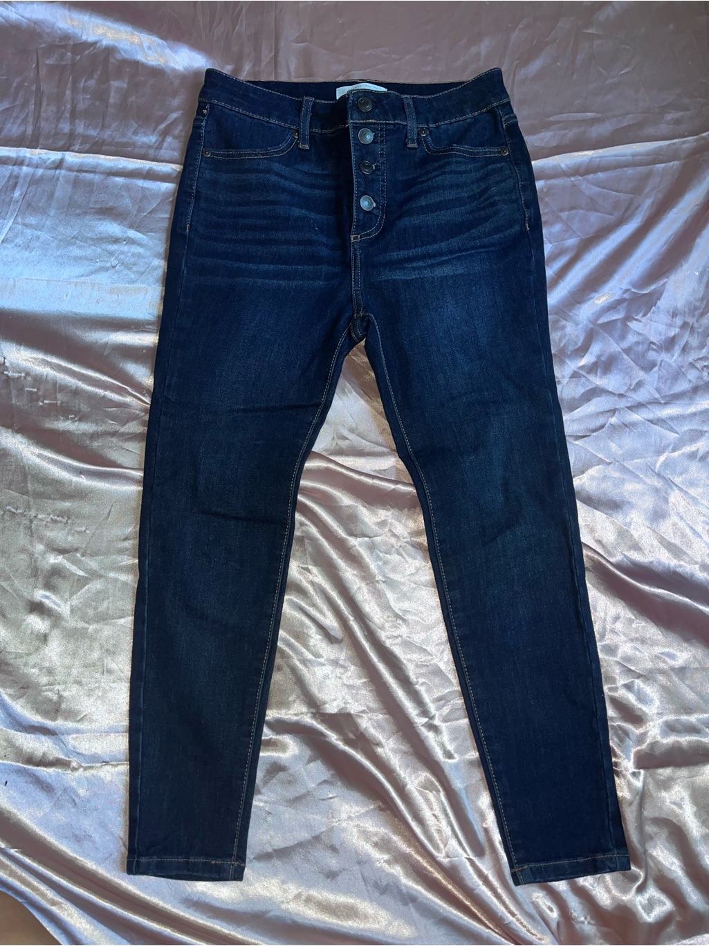 Lc Lauren Conrad Dark Indigo Button-Fly Skinny Jeans